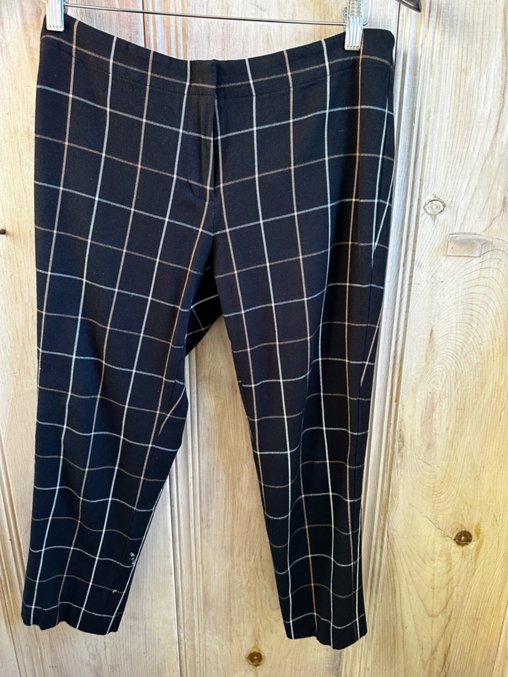 J. Jill Windowpane Plaid Pants Petite Size 8 Black Stretch Ankle Pants